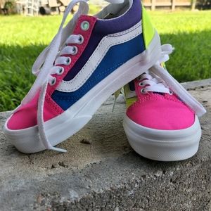 Kids Size 12 Old Skool Neon color block Skate shoe.